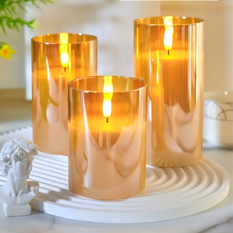 Realistic Flickering Flame Effect LED Candles - Battery Operated Fake Candles with 3D Wick, Freestanding Tabletop Decor for Christmas, Wedding, Birthday, Romantic Ambiance - No Batteries Included, Candles For Home Decor, Wedding Table Decor - Image 2