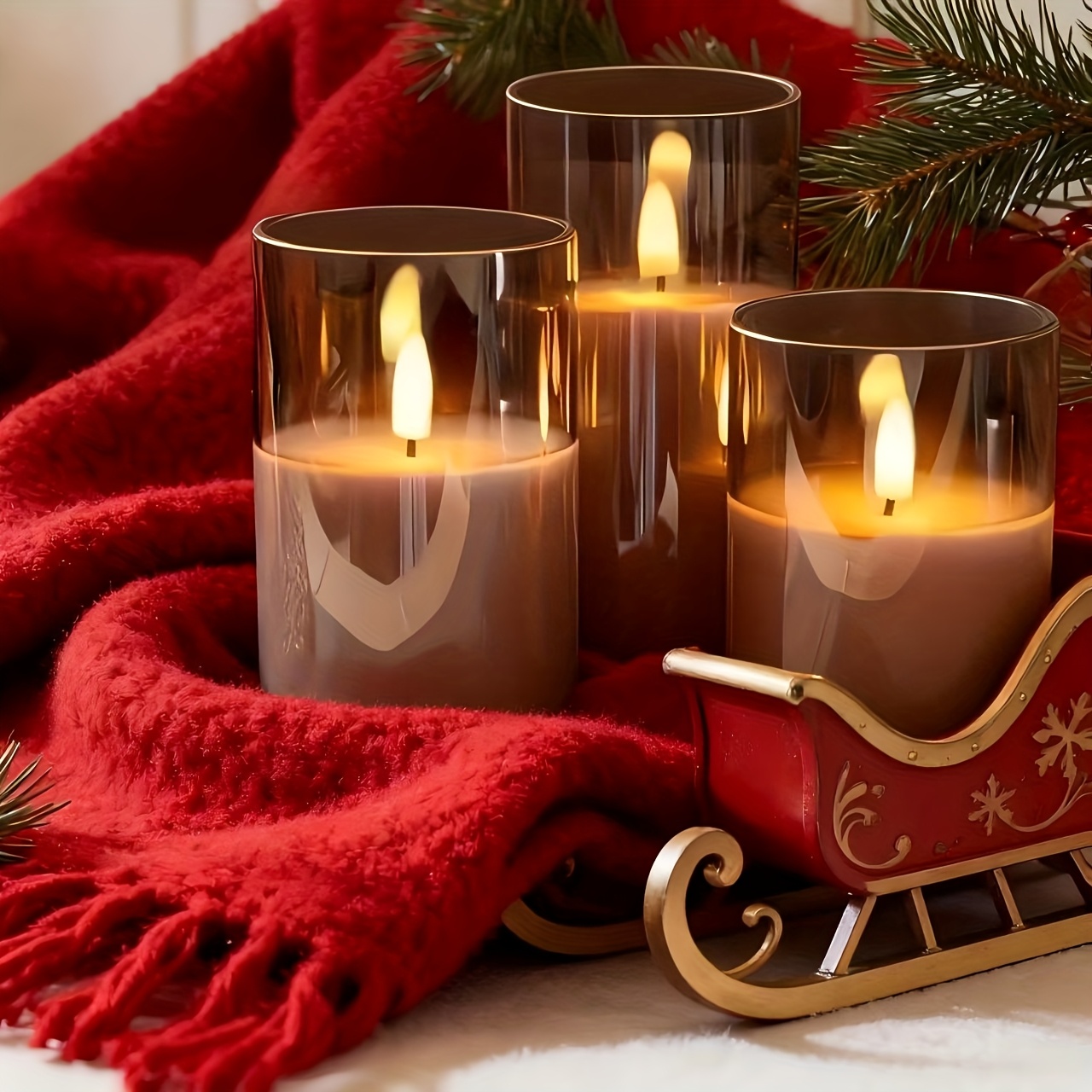 Realistic Flickering Flame Effect LED Candles - Battery Operated Fake Candles with 3D Wick, Freestanding Tabletop Decor for Christmas, Wedding, Birthday, Romantic Ambiance - No Batteries Included, Candles For Home Decor, Wedding Table Decor - Image 8