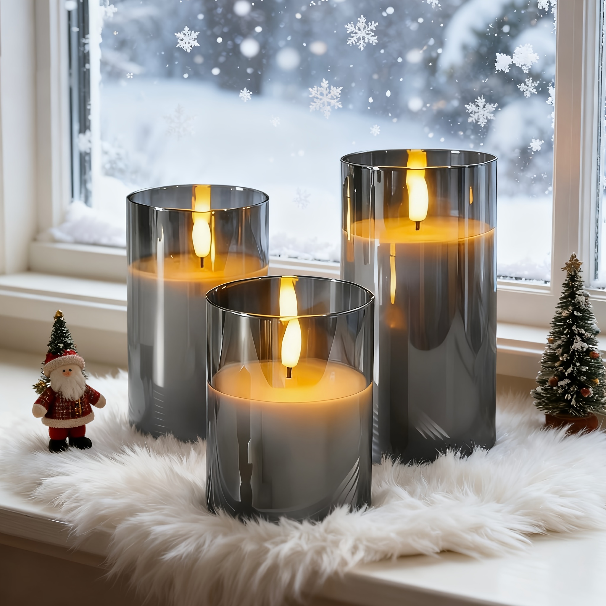 Realistic Flickering Flame Effect LED Candles - Battery Operated Fake Candles with 3D Wick, Freestanding Tabletop Decor for Christmas, Wedding, Birthday, Romantic Ambiance - No Batteries Included, Candles For Home Decor, Wedding Table Decor - Image 5