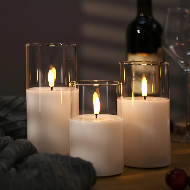 Realistic Flickering Flame Effect LED Candles - Battery Operated Fake Candles with 3D Wick, Freestanding Tabletop Decor for Christmas, Wedding, Birthday, Romantic Ambiance - No Batteries Included, Candles For Home Decor, Wedding Table Decor - Image 3